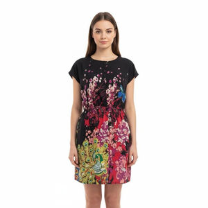 Meghan Los Angeles Black Red Floral Mini Dress - 0 - See notes